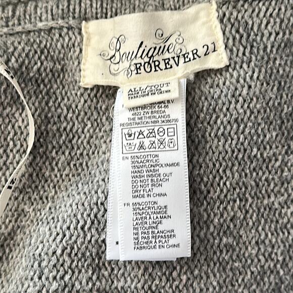 Forever 21 | Gray and Orange Hooded Knit Sweater Poncho Size OS - Picture 9 of 12